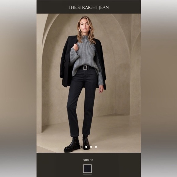 NWT! Banana Republic Premium Denim Black Wash Straight Jean - Multiple 🌻 - Picture 4 of 5